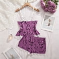 thumbnail image 4 of Women's I Love You Heart Print Pajama Set Lace Cami Top and Matching Shorts 2 Piece Spaghetti Strap Sleepwear Lounge Set, 4 of 7