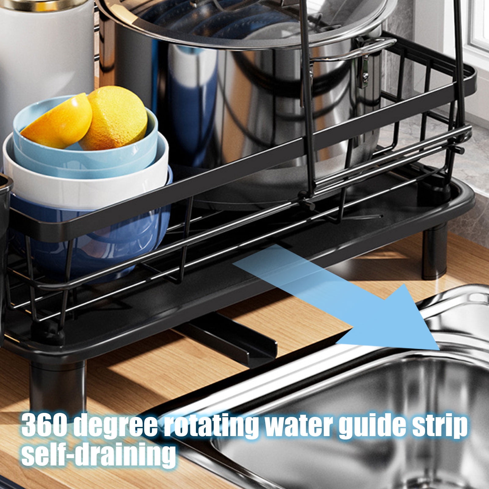 Dish Drying Rack,2 Tier Dish Racks for Kitchen Counter,Large Capacity Detachable Dish Rack,Stainless Steel Rustproof Dish Drainer with Drainer,Utensil Holder,Cup Holder for Dishes