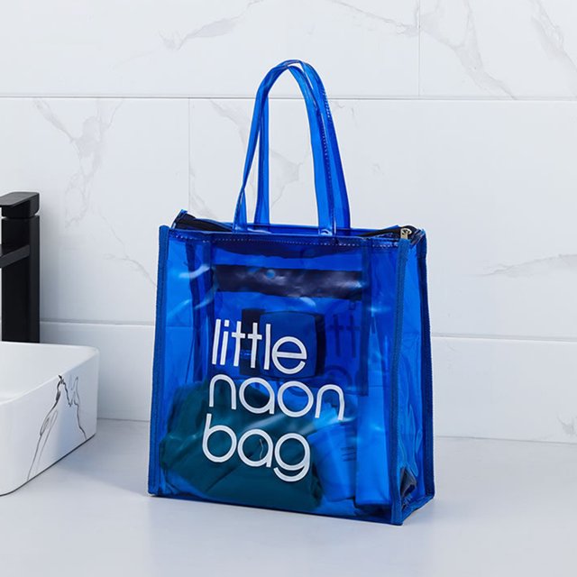 Bolso De Mano De Pvc Transparente Bolso transparente de PVC, transparente, de gran capacidad, impermeable, para la playa (azul)