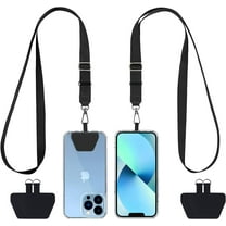 WERLETER Phone Lanyard 2 Pcs Adjustable Neck Strap,4 Pcs Patches,Multifuctional Patch Polyester Phone Lanyards Compatible with Most Smartphones(Black Black)
