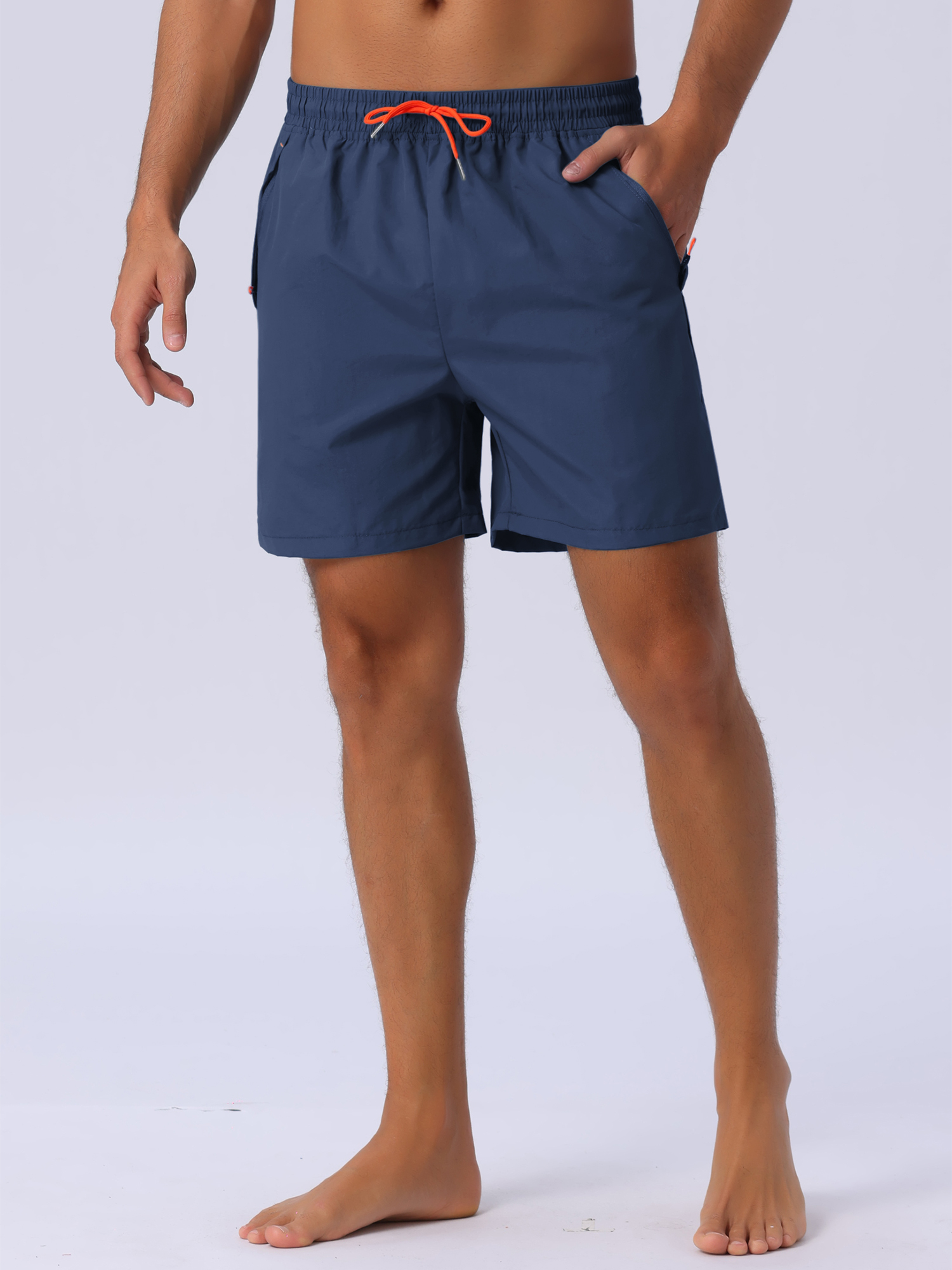 DARING DIVA Men's Elastic Waist Drawstring Mesh Lining Beach Shorts 28 Dark Blue