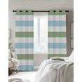thumbnail image 3 of Sage Green Blue Striped Blackout Curtains 84 Inches Long for Bedroom, Farmhouse Sage Green Stripes Thermal Insulated Room Darkening Black Out Window Curtain Panels Grommet Drapes for Living Room, 3 of 8