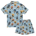thumbnail image 2 of FORMRS Niños Short Sleeve Top and Pants Pajama Set Unisex Satin 2-Piece Sleepwear, Sizes 5-6Y, Cartoon Hockey Pattern, 2 of 8