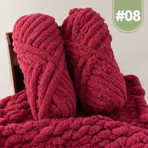 XmhyTop-A 500g Jumbo Cotton Acrylic Yarn Chunky Knitting Yarn for Hand Knitting, Soft Variegated Yarn,Dark Red