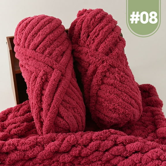 XmhyTop-A 500g Jumbo Cotton Acrylic Yarn Chunky Knitting Yarn for Hand Knitting, Soft Variegated Yarn,Dark Red