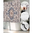 thumbnail image 5 of Split Shower Curtain for Transfer Bench, Blue Boho Vintage Fabric Shower Curtains for Bathroom, Southwestern Ethnic Mexican Flowers Tub Sliding Transfer Bench Waterproof Bath Curtains 72"x78", 5 of 9