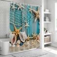 thumbnail image 5 of Coastal Beach Bathroom Shower Curtains with Hooks, Starfish Conch Waterproof Fabric Washable Shower Curtain for Home Hotel Bathtub Decor 60x72 Inch, 5 of 9