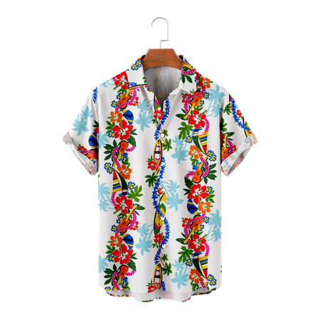 

MLFU Mens Short Sleeve Button Up Shirt Funny Beach Shirt Crewneck Costume for Men Women