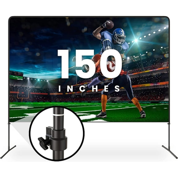 Khomo Gear Standing 150" Portable Projector Screen with Stand, White, GER-1229