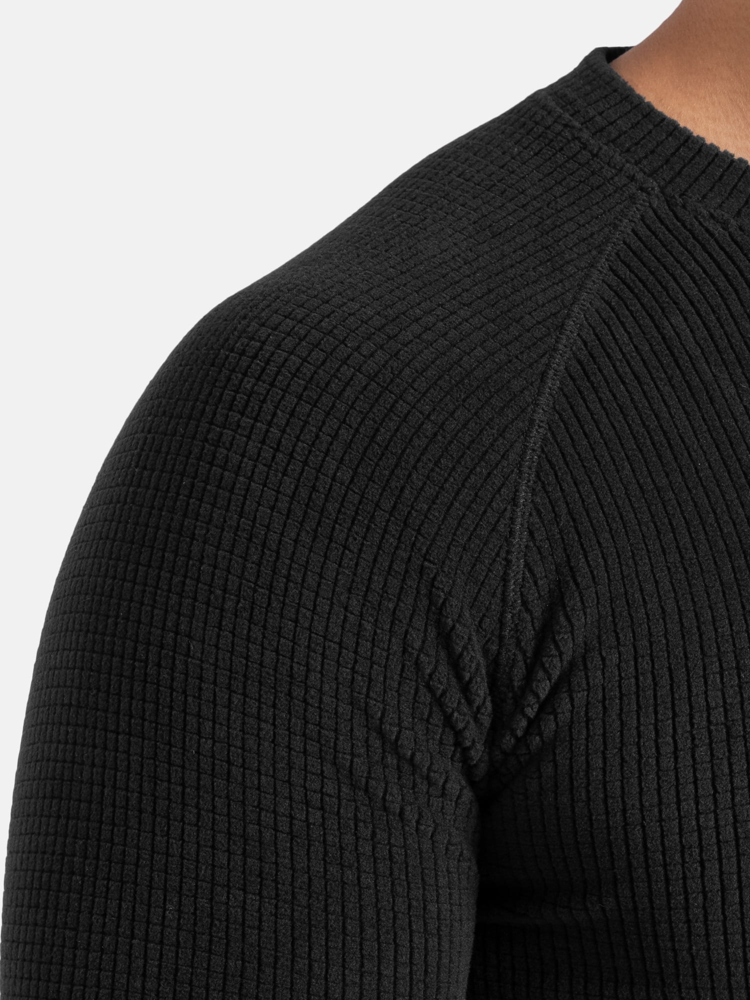 Realtree Men's Waffle Grid Fleece Base Layer Thermal Top, Black, XL