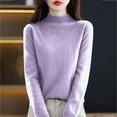 thumbnail image 5 of Resicozy Sweaters for Women Half Turtleneck Long Sleeve Fashion Solid Color Knitted Pullover Warm Sweater Top Purple M, 5 of 5