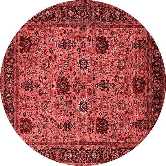 Ahgly Company Indoor Round Oriental Red Traditional Area Rugs, 4' Round