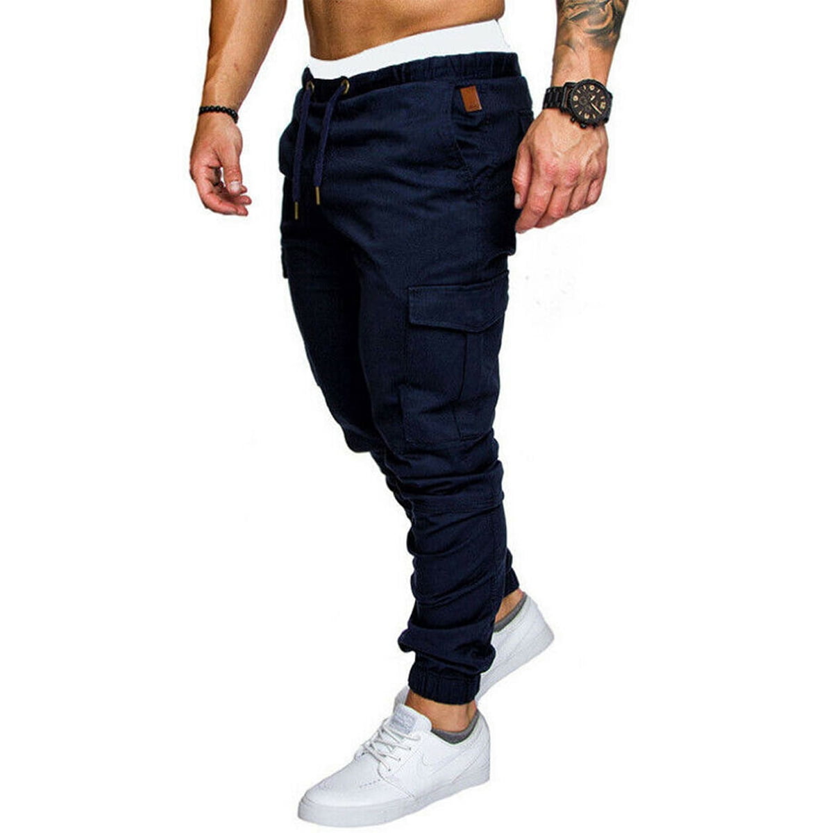 navy blue slim fit cargo pants