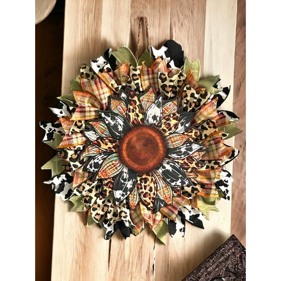 Flower Wreath Ribbon, Fall Wreath, Autumn Wreath