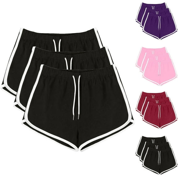 Xunlbb Shorts for Women Workout Shorts 3PC Women Casual Summer Sports Shorts Workout Yoga Shorts Active Shorts S-3XL on Clearance