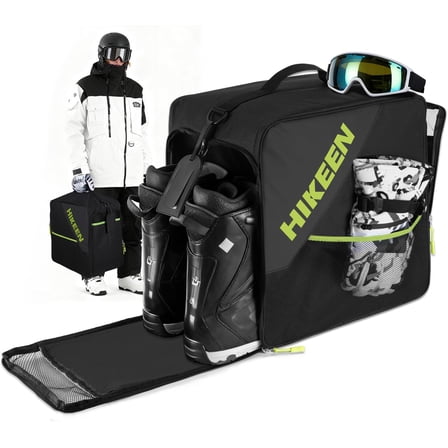 Adoreal Ski Boot Bag, 40L Breathable Padded Snowboard Boot Bag with Helmet Compartment,Durable Travel Handbag for Helmet, Goggles,Gloves & Accessories