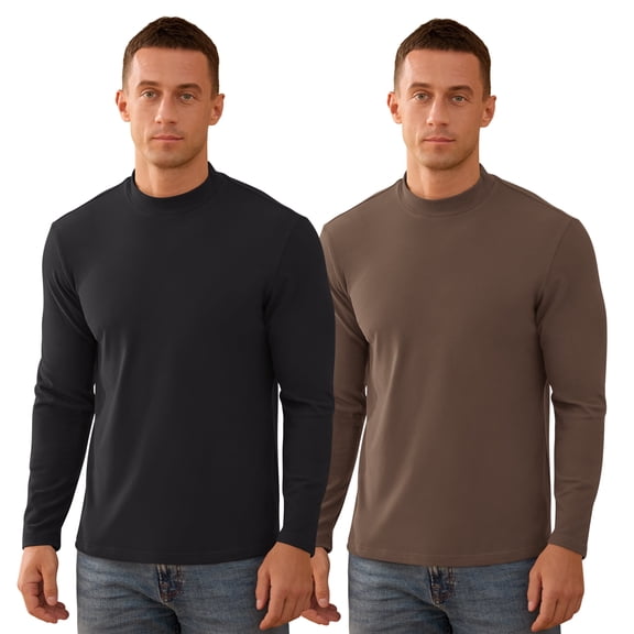 Iceglad Men's Long Sleeve Shirt Mock Turtleneck Cotton Basic Thermal Undershirt Lightweight Pullover