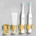 thumbnail image 2 of Electric Toothbrush Holder, 304 Stainless Steel Wall Mounted Self Adhesive Storage Organizer Stand Rack for Electric Toothbrush, Toothpaste, Facial Cleanser (Golden 4 Pack), 2 of 7