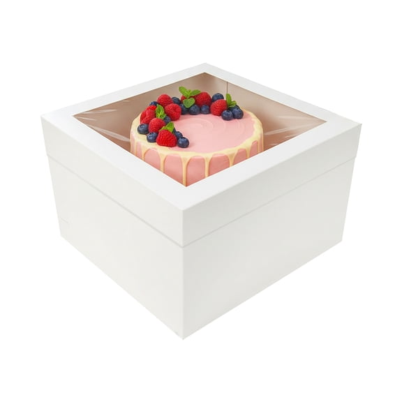 12x12x10 inch Cake Box 12 count, Window 2 pieces for Tier and Multi-Layer Cakes Bakery Boxes
