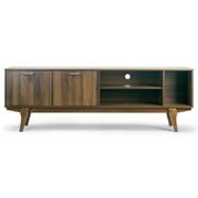 Glamour Home Anona 71" Wood TV Stand with 2 Cabinets and Open Shelves in Walnut