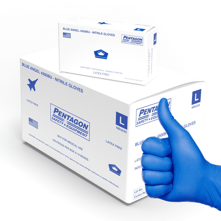 

Blue Angel - 5 mils Disposable Gloves Latex Free Powder Free Industrial Nitrile Gloves 1000 Pcs Size M