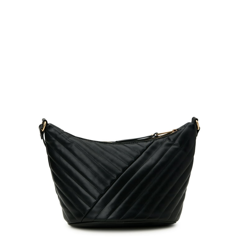 Buy Black Quilted Pattern Vegan Leather Cosmetic Bag at ShopLC.