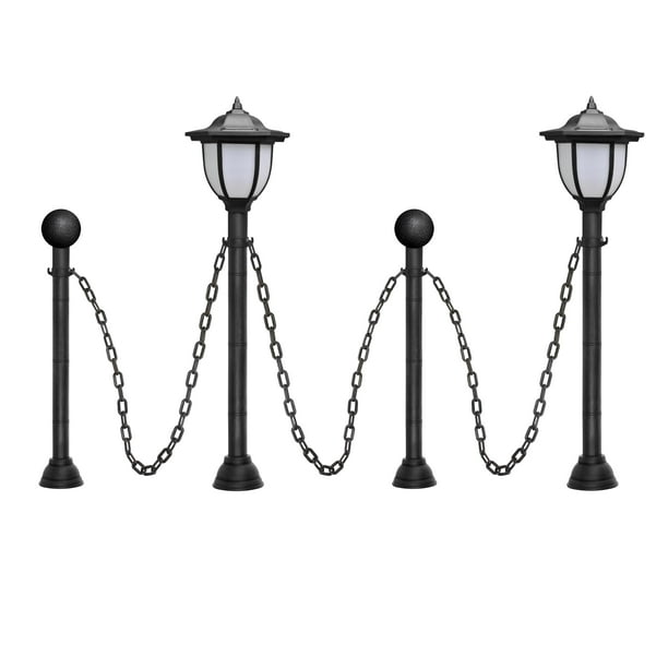 24"Vintage Chain guardrail Lamp Post Lawn Path Light Set for Outdoor