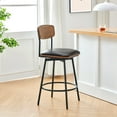 thumbnail image 2 of CHITA Swivel Counter Height Bar Stools with Back Set of 3, 27'' Seat Height, Metal & Wood Frame, Black, 2 of 10