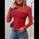 thumbnail image 4 of Blusa Sexy de Larga con Cuello Alto para Mujer, de Transparente y Fruncida, Ideal para Salir. Rojo M, 4 of 9