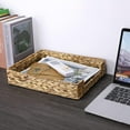 thumbnail image 2 of Multipurpose A4 File Tray Natural Water Hyacinth Desk Tray Organizer Woven Letter Size Desk Documents Trays Magazine Files Storage Basket Organizer Bin for Office Cosmetics Bathroom, 2 of 4