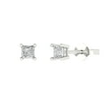 thumbnail image 2 of 0.5 Ct Princess Cut Studs Clear Crystal 18K White Solid Gold Everyday Dainty Earrings Push Back, 2 of 7
