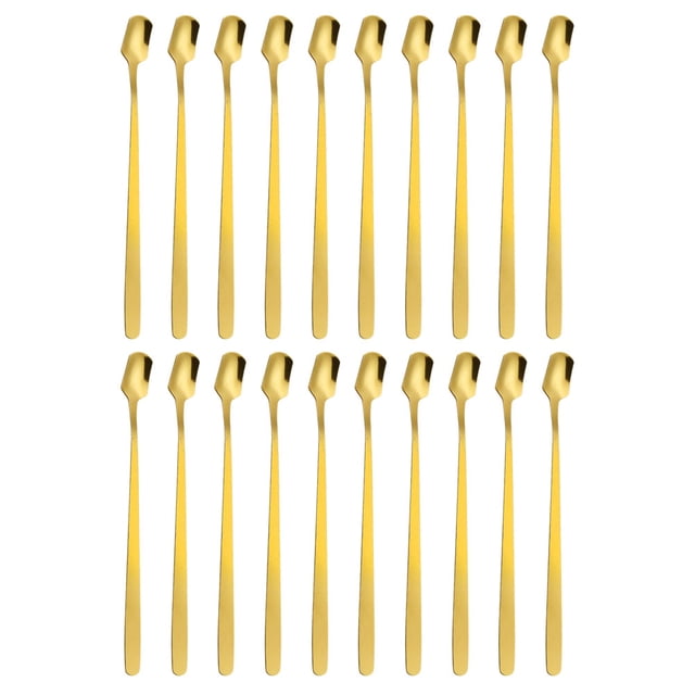 20pcs acero inoxidable agitar cucharas de cucharón de hielo cucharas de hielo mezclando cucharas de mezcla