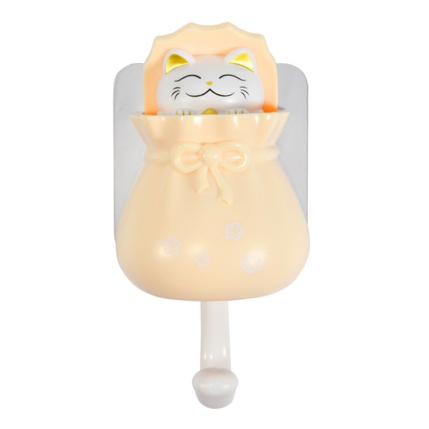 Gancho de decoración de gato de dibujos animados para el hogar estante para llaves montado en la pared puerta sin agujeros porche pared ventosa gancho de paloAmarillo6,5 x 12,5 cm Deng Xun unisex