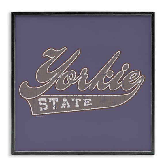 Stupell Industries Vintage College Yorkie State Novelty & Humor Painting Black Framed Art Print Wall Art, 12 x 12
