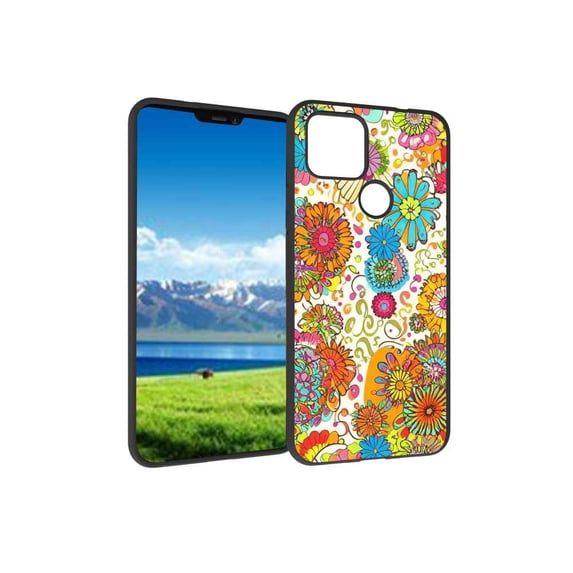 Compatible with Google Pixel 4A 5G Phone Case, Retro-s-Groovy-Floral-Rainbow-Hippie-14 Case Men Women, Flexible Silicone Shockproof Case for Google Pixel 4A 5G