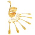thumbnail image 3 of GUOOL Metal Decorative Swan Base Holder Set Ice Cream Spoons Dessert Spoons Set Coffee Fork Aureate, 3 of 9