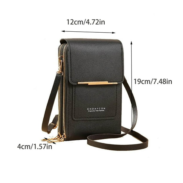 Bolsa de Teléfono Y Cartera, Bolsa de Teléfono de Pantalla Táctil de Cuero 19x12x4cm con Correa de Hombro, Múltiples Compartimentos para Tarjetas Maquillaje en Efectivo Y Hasta 6.7 Pulgadas Teléfonos