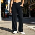 thumbnail image 2 of LEAVINGSUO Cargo Pants Women High Waist Yoga Pants Wide Leg Stretchy Work Pants With Pockets Casual Pants For Workout Dark Blue S, 2 of 7