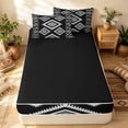 thumbnail image 4 of Erosebridal Traditional Aztec Zipper Full Size Comforter Sets with Fitted Sheet and 2 Pillowcases, Southwestern Stripe Zipper Bedding Set, Black White, Black Reversible, 4 of 7