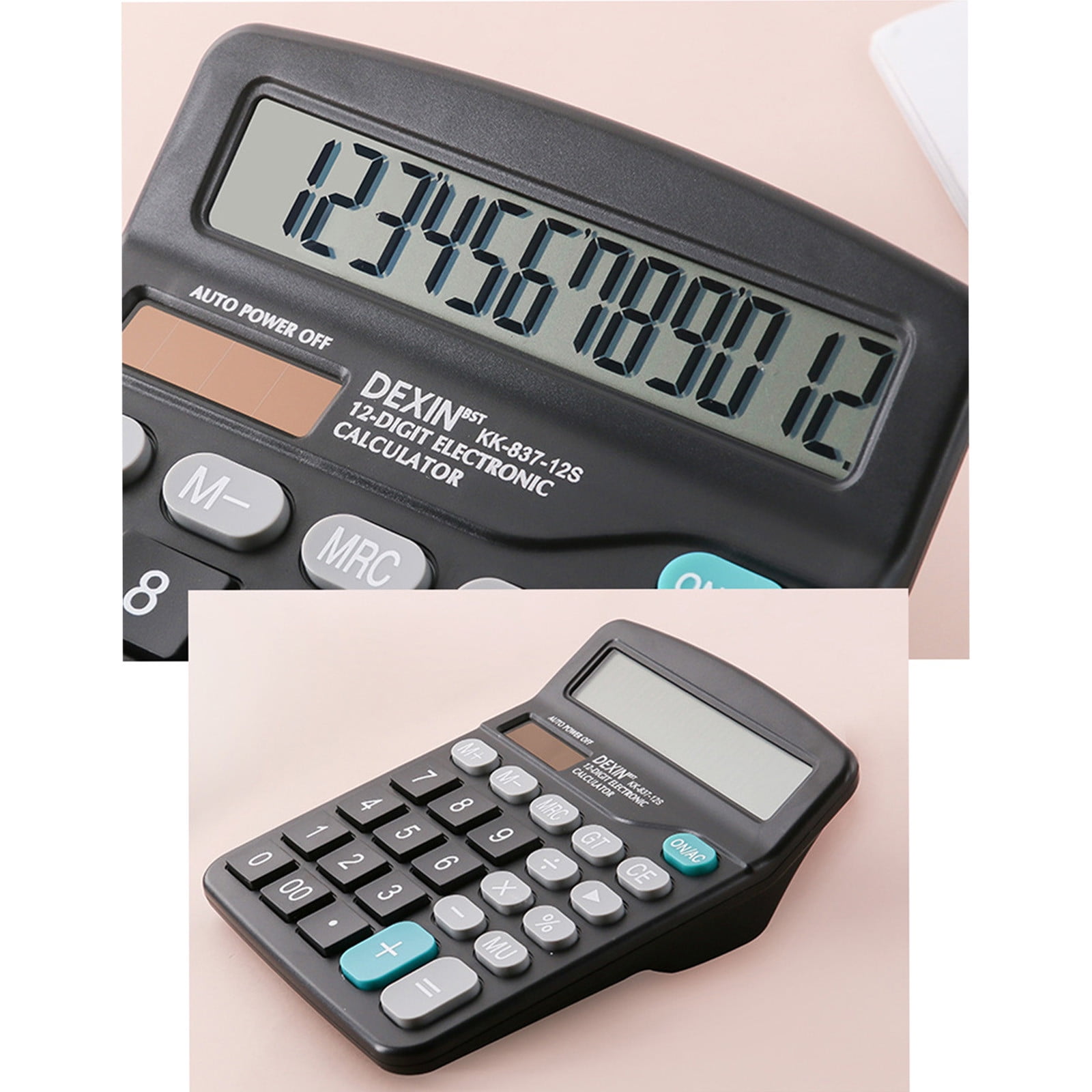 UJMNHYGT Commercial 12 Digit Large Desktop Calculator with LCD Display, Giant Responsive Buttons Solar and Battery Powered, Dual Power Desk Calculator for Home Office Accounting Finance School