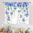 thumbnail image 3 of Blue Floral Curtains, Spring Flower Butterfly Floral Farmhouse Country Kitchen Drapes Eucalyptus Leaves Blackout Window Treatments for Living Room Bedroom Cafe 2 Panel Sets, 84"x84" Inch, 3 of 5