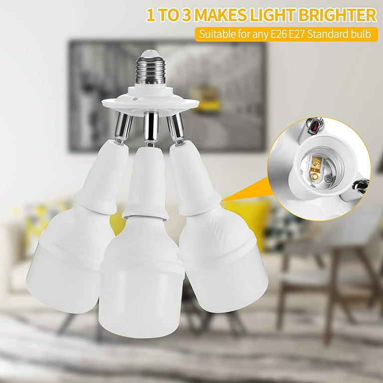 E27 E40 to 3 E27 light bulb sockets plastic splitters white