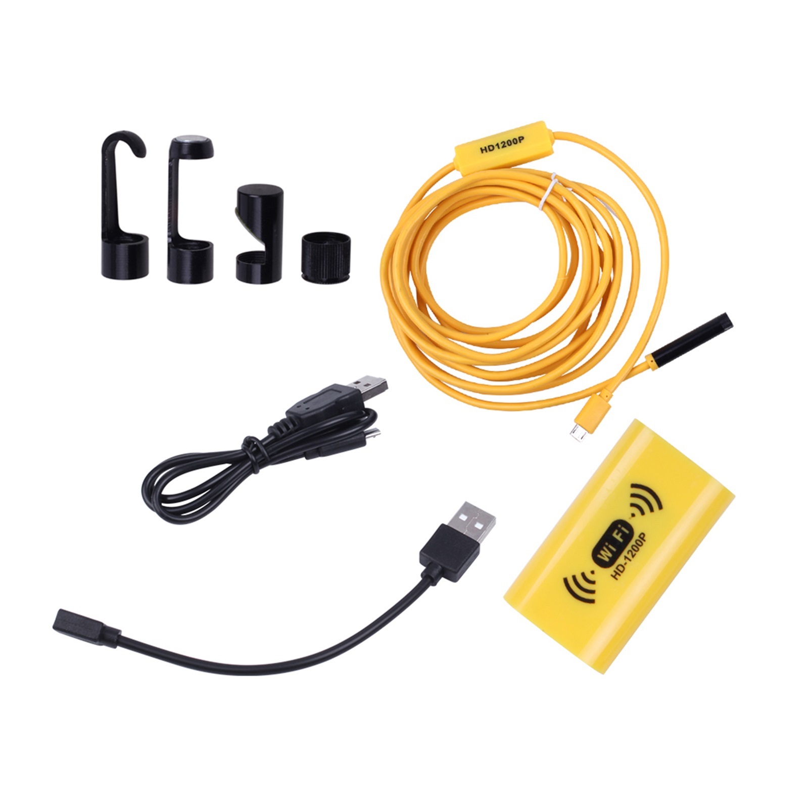 WIFI Endoscope HD1200P 8MM lens Endoscopy Camera Waterproof Inspection Borescope 1m/2m/5m/10m Soft/Hard for smart phone yellow , User-Friendly Borescopes