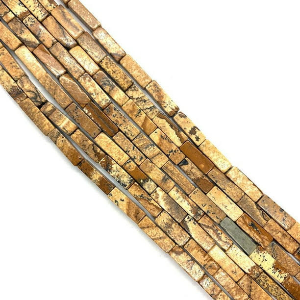 Nvzi 2 piezas de 4 * 13 mm, bloque de textura amarilla rectangular, cuentas dispersas, bloque de piedra cruda natural, accesorios de joyería