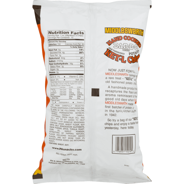 Middleswarth The Weekender Hand Cooked Bar B Q Old Fashioned Ket L