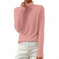 thumbnail image 2 of MESSUEN Turtleneck Tops for Women Long Sleeve Undershirt for Women Fitted Shirts for Women Womens Fall Shirts Cute Sweatshirts for Women Womens Sweatshirt Ladies Sweatshirts Pink S, 2 of 5