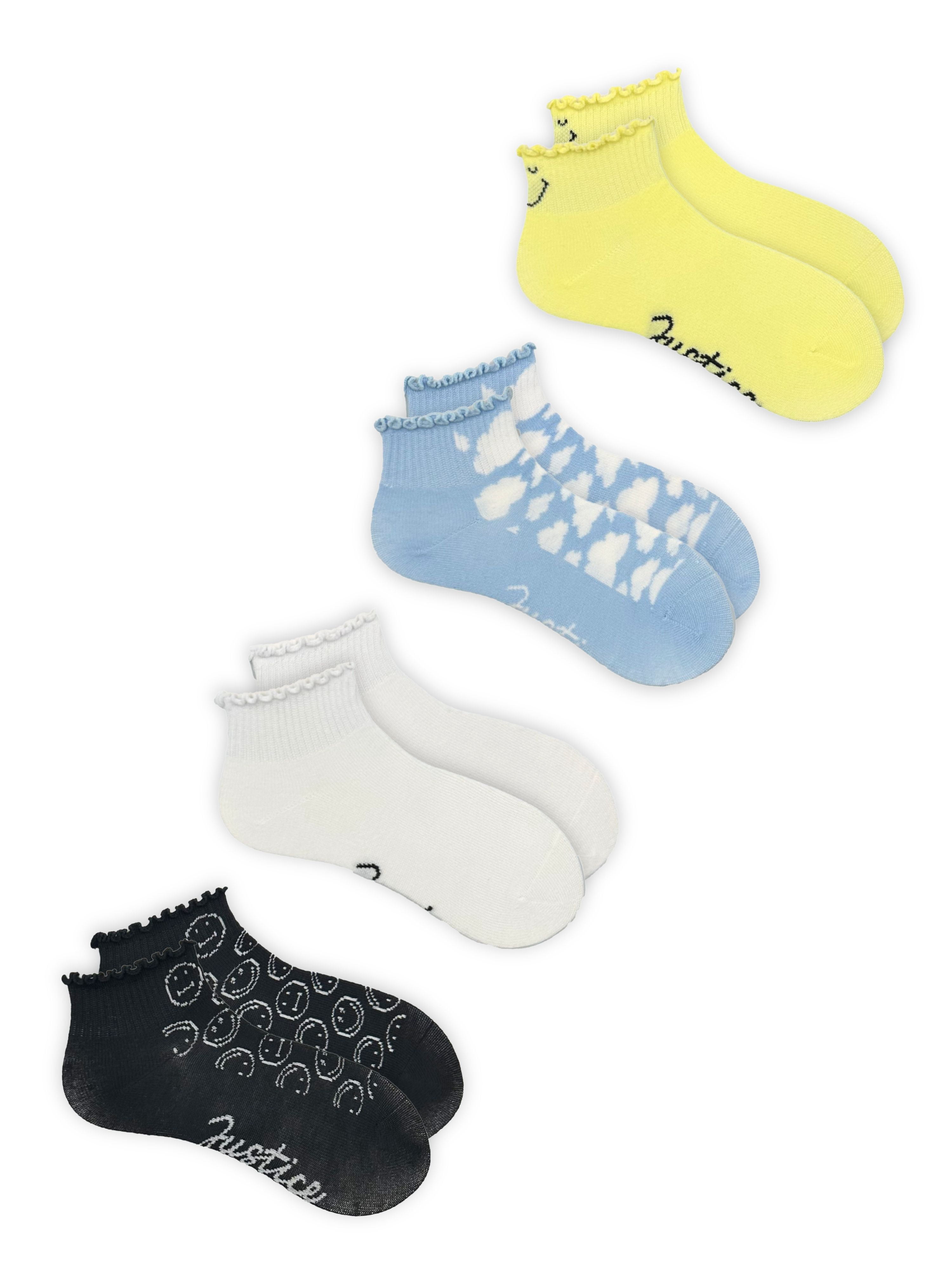 Justice Girls Mid Pearled Boyfriend Socks 4-Pack, Sizes M-L