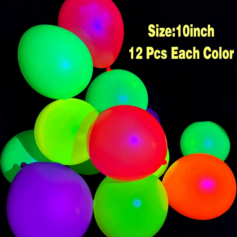 Neon Glow Party Balloons, Glow in the Dark Balloons 12 Inch UV