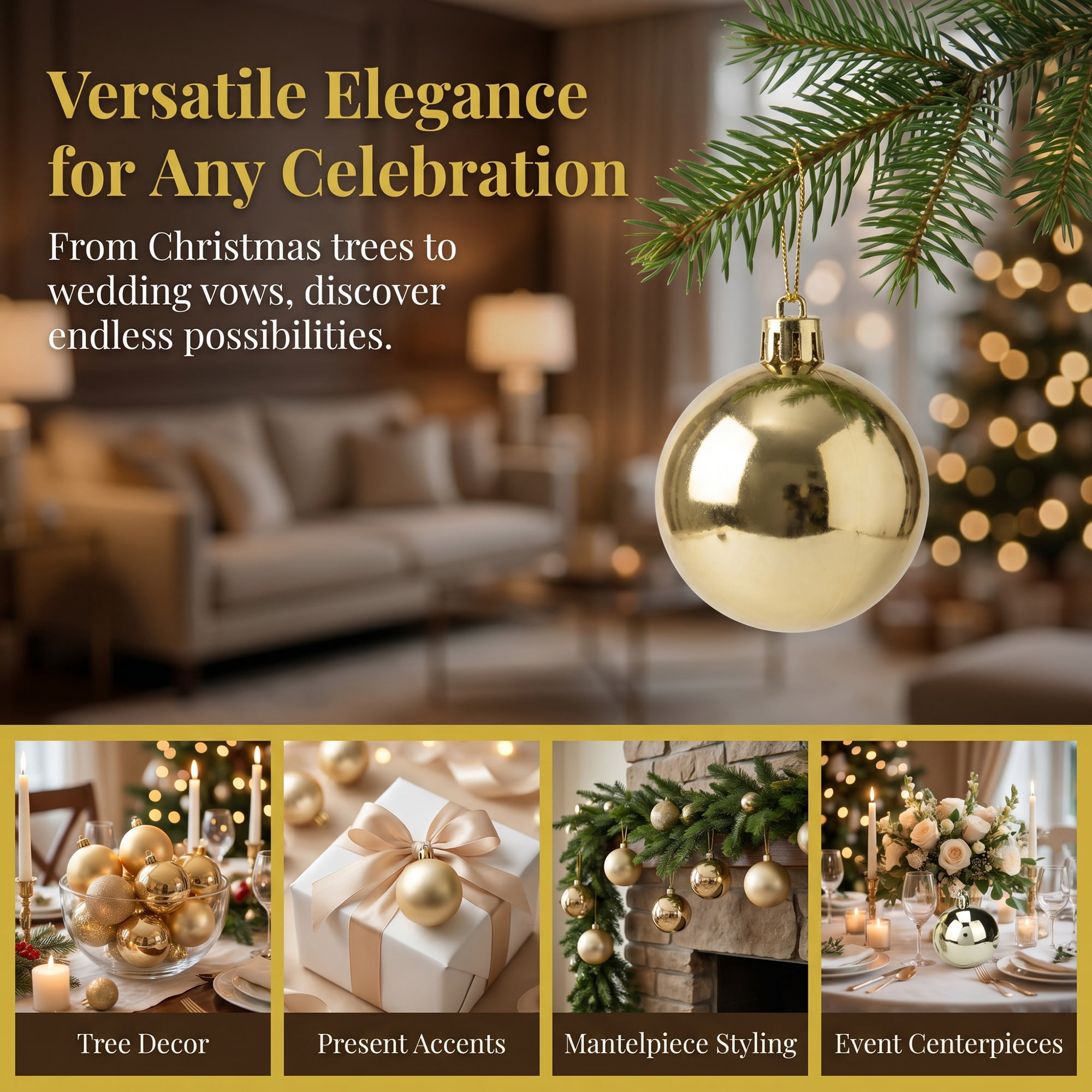 Unique Bargains 6 Pack Electroplated Sphere Orbs Christmas Tree Ornaments Champagne 2.4"