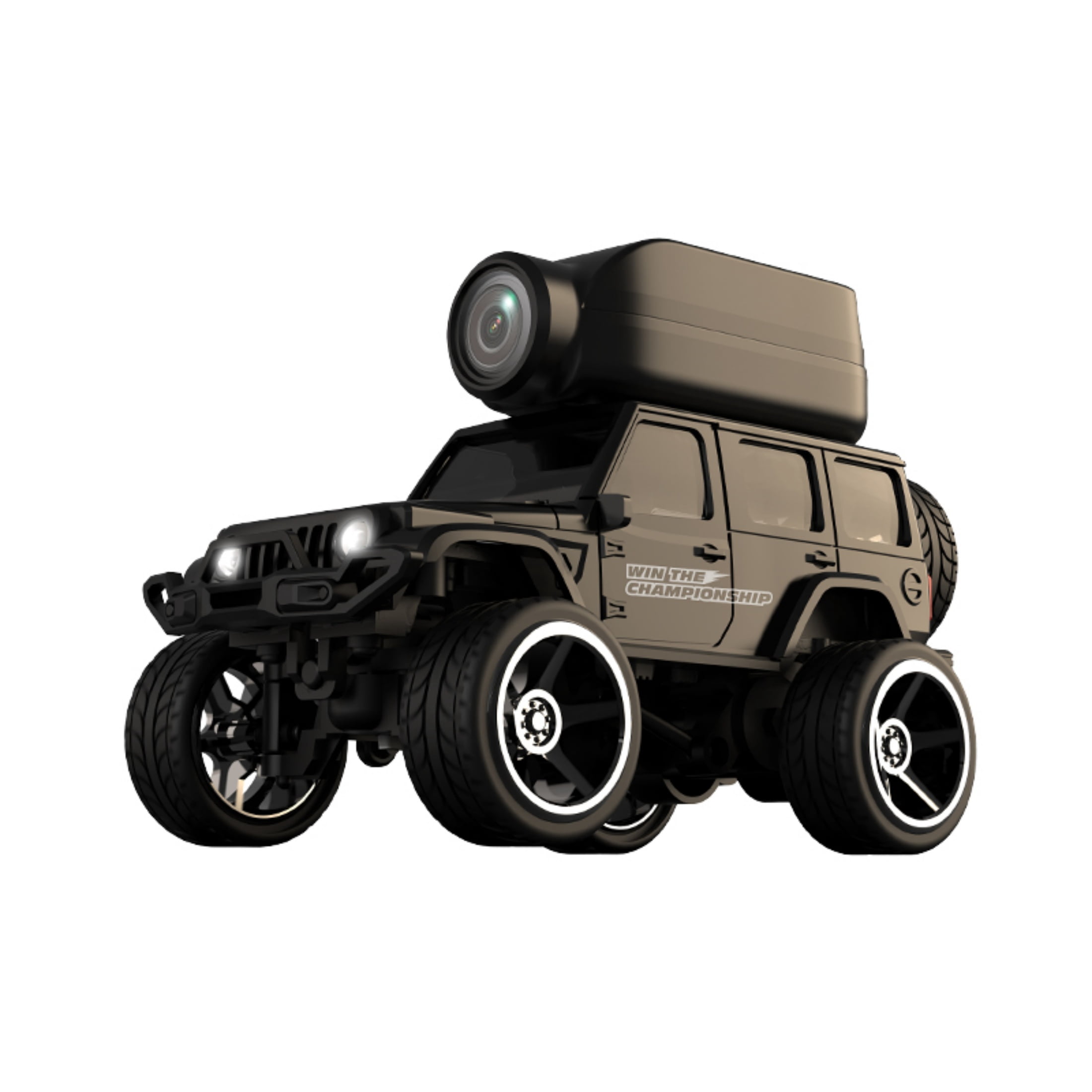 Desktop Mini RC Car with Camera, 1/64 Scale 4WD Crawler Off-Road Vehicle with FPV, 2.4G Remote & APP Control, Alloy Indoor Racing Cars for Adults, KF32-Black